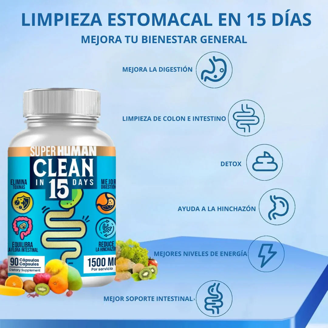 LIMPIEZA COMPLETA ESTOMACAL EN 15 DÍAS DETOX CLEAN15™ ⭐⭐⭐⭐⭐