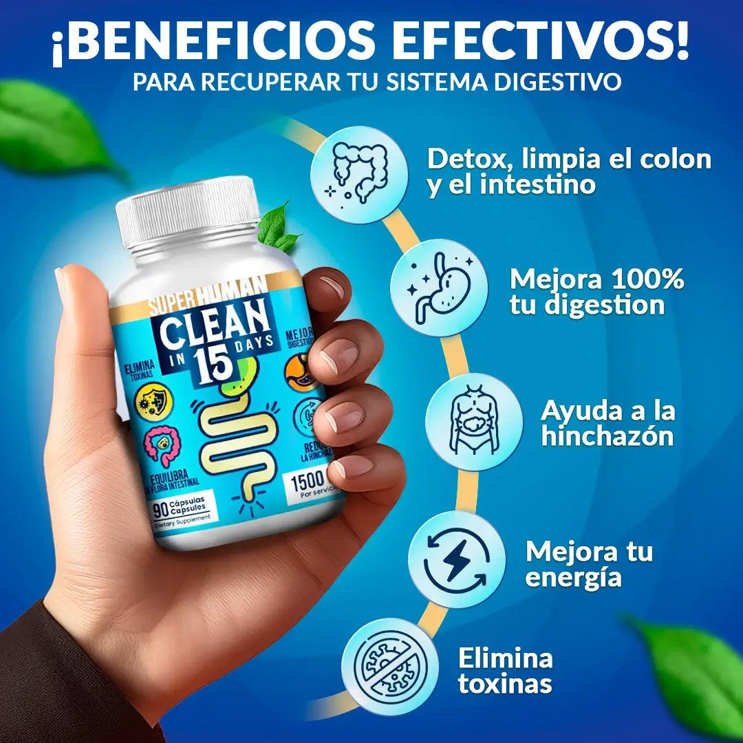LIMPIEZA COMPLETA ESTOMACAL EN 15 DÍAS DETOX CLEAN15™ ⭐⭐⭐⭐⭐