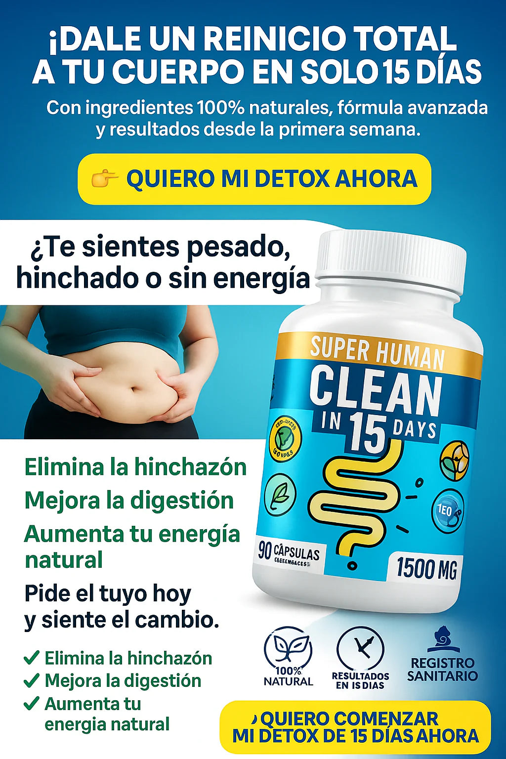LIMPIEZA COMPLETA ESTOMACAL EN 15 DÍAS DETOX CLEAN15™ ⭐⭐⭐⭐⭐